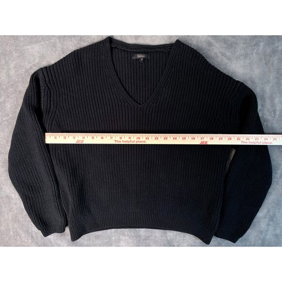 Quince V Neck Sweater 100 percent Organic Cotton Fisherman Black Size Small - Picture 8 of 8